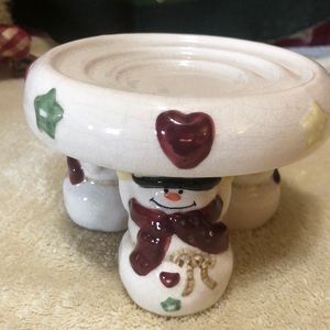 Vintage Bella Casa by Ganz 3 Snowman Candle Plate 5.5”x4” approximately